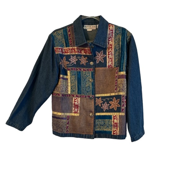 Vintage Bedford Fair Lifestyles Ladies Beaded Jean Jacket Size Medium Petite - Picture 1 of 3